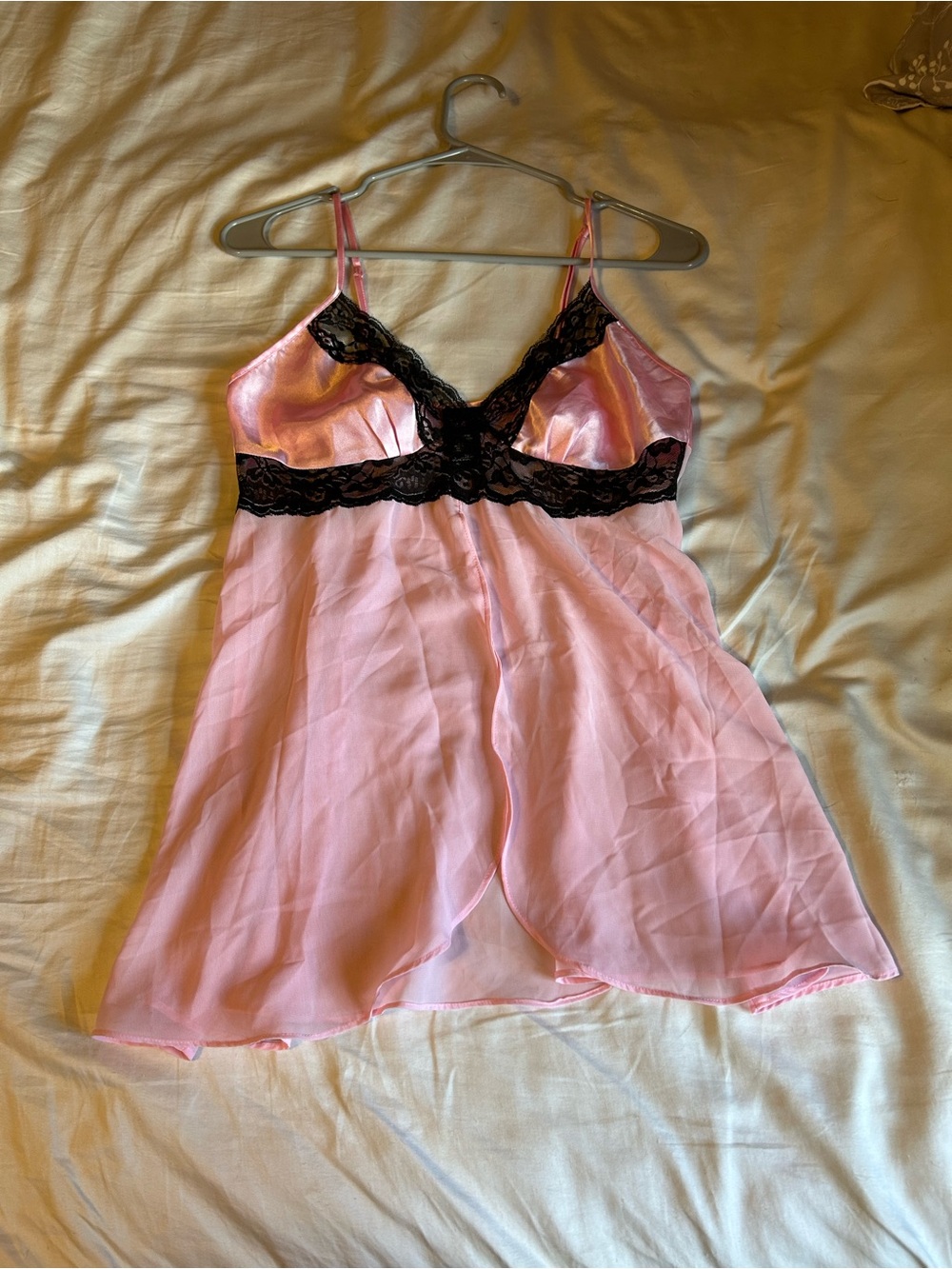 Women’s Pink & Black Babydoll Lingerie Top